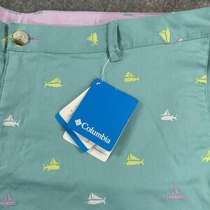 Columbia PFG Shorts Mens 42 Teal Super Harborside Chino 6 In Inseam FM1086-909